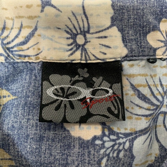 Vintage OP Ocean Pacific Mens XL Blue Hawaiian Floral Shirt Camp Surf Aloha - Picture 8 of 12